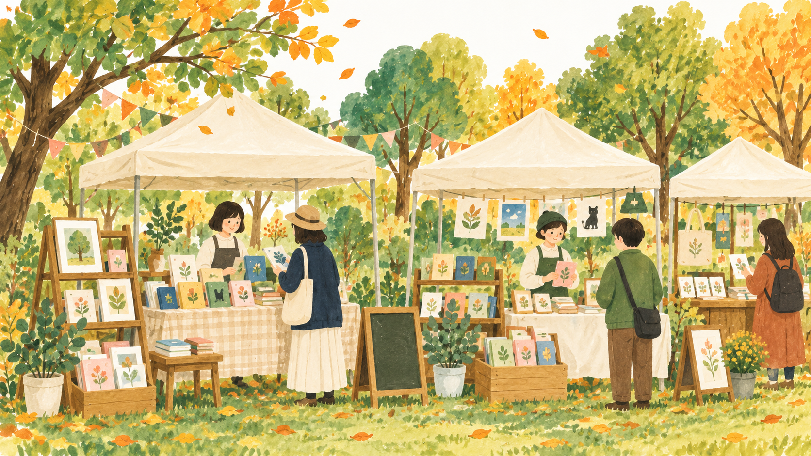 マルシェのテントのイラスト